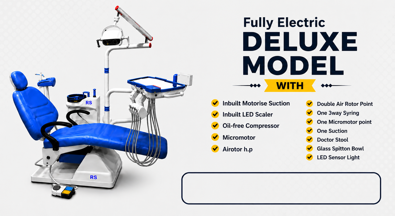 RS Dental deluxe model dental chair banner