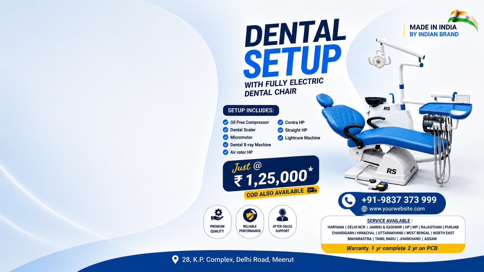 RS Dental fully electric deluxe model dental chair